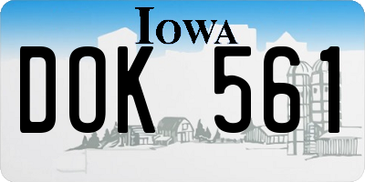 IA license plate DOK561