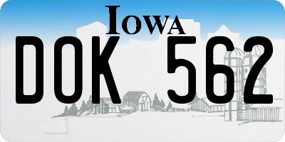 IA license plate DOK562