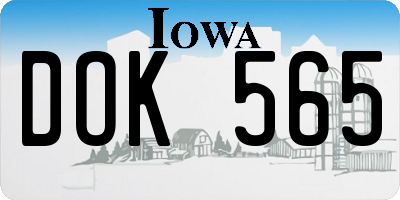 IA license plate DOK565