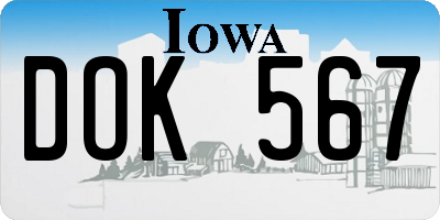 IA license plate DOK567