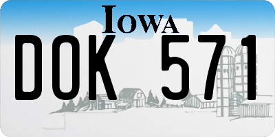IA license plate DOK571