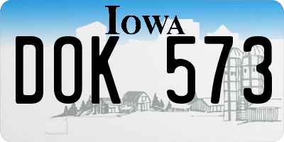 IA license plate DOK573
