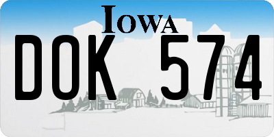 IA license plate DOK574