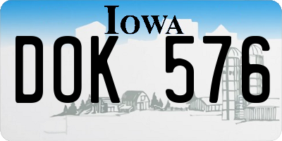 IA license plate DOK576