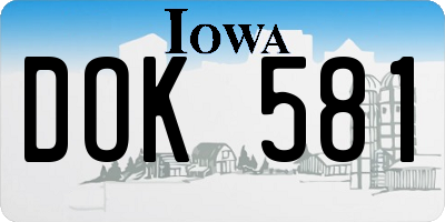 IA license plate DOK581