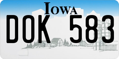 IA license plate DOK583