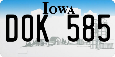 IA license plate DOK585