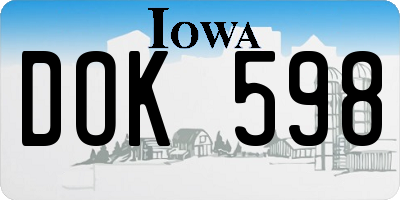 IA license plate DOK598