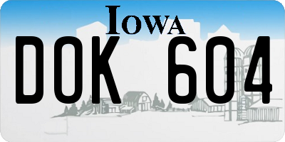 IA license plate DOK604