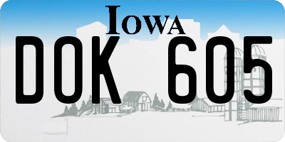 IA license plate DOK605