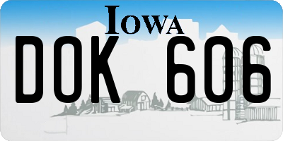 IA license plate DOK606