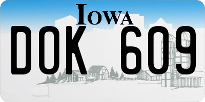 IA license plate DOK609