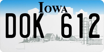 IA license plate DOK612