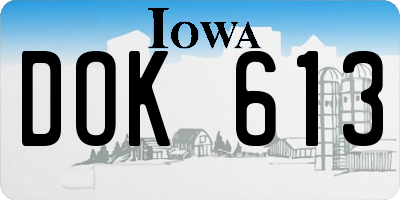 IA license plate DOK613