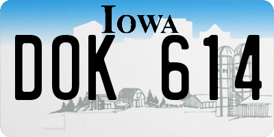 IA license plate DOK614