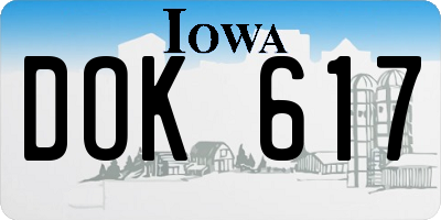IA license plate DOK617