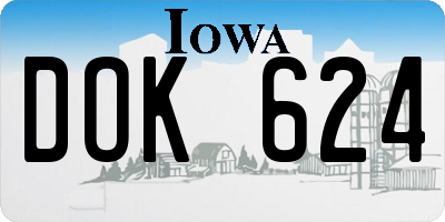 IA license plate DOK624