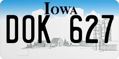 IA license plate DOK627