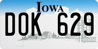 IA license plate DOK629
