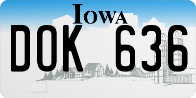 IA license plate DOK636