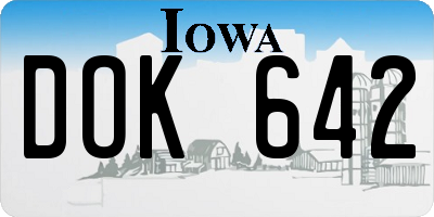 IA license plate DOK642