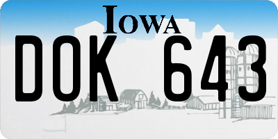 IA license plate DOK643