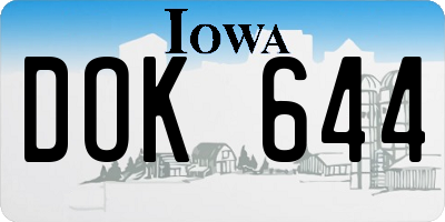 IA license plate DOK644