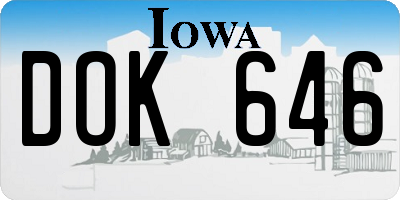 IA license plate DOK646