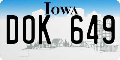 IA license plate DOK649
