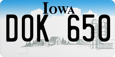 IA license plate DOK650