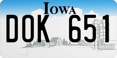 IA license plate DOK651