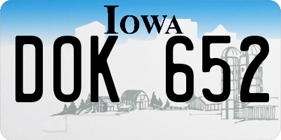 IA license plate DOK652