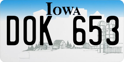 IA license plate DOK653