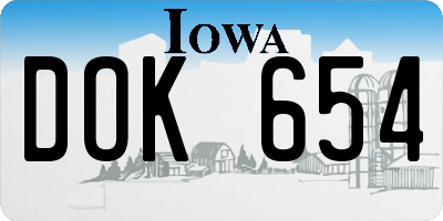 IA license plate DOK654