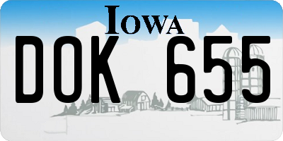 IA license plate DOK655