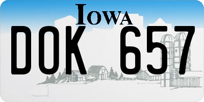IA license plate DOK657