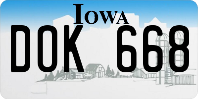 IA license plate DOK668
