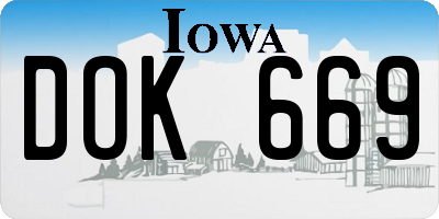 IA license plate DOK669