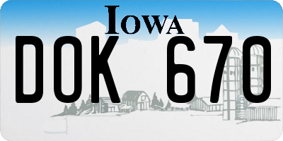 IA license plate DOK670