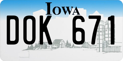 IA license plate DOK671
