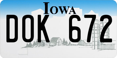 IA license plate DOK672