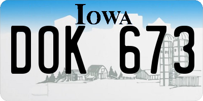 IA license plate DOK673