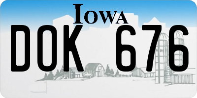 IA license plate DOK676