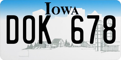 IA license plate DOK678