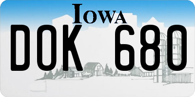 IA license plate DOK680