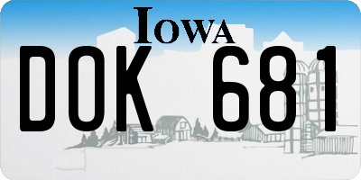 IA license plate DOK681