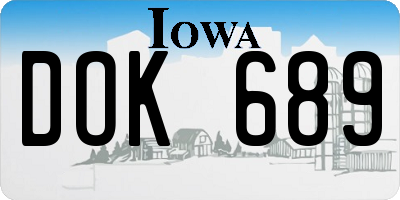 IA license plate DOK689