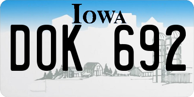 IA license plate DOK692