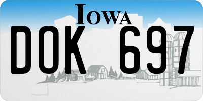 IA license plate DOK697