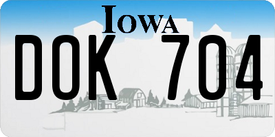 IA license plate DOK704